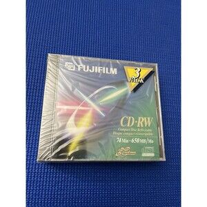 FujiFilm 3-Pack of 74-Minute • 650 MB CD-RW Compact Discs ~ Brand New & Sealed!